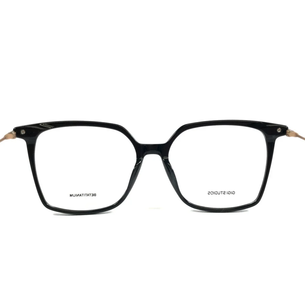 Gigi Studios Eyeglasses Frames AMARA GS8002/01O Black Gold Titanium 55-16-145